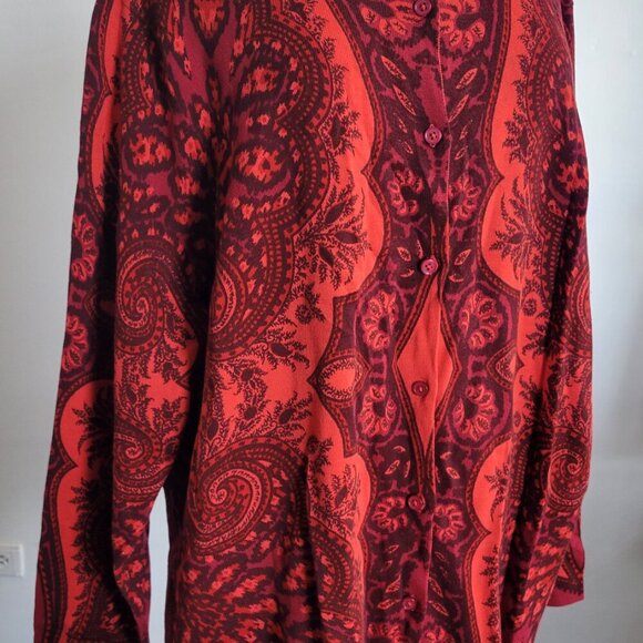 Isaac Mizrahi Red Paisley Cardigan Button Front Women’s Large Sweater (Size: 2x) - Picture 3 of 12